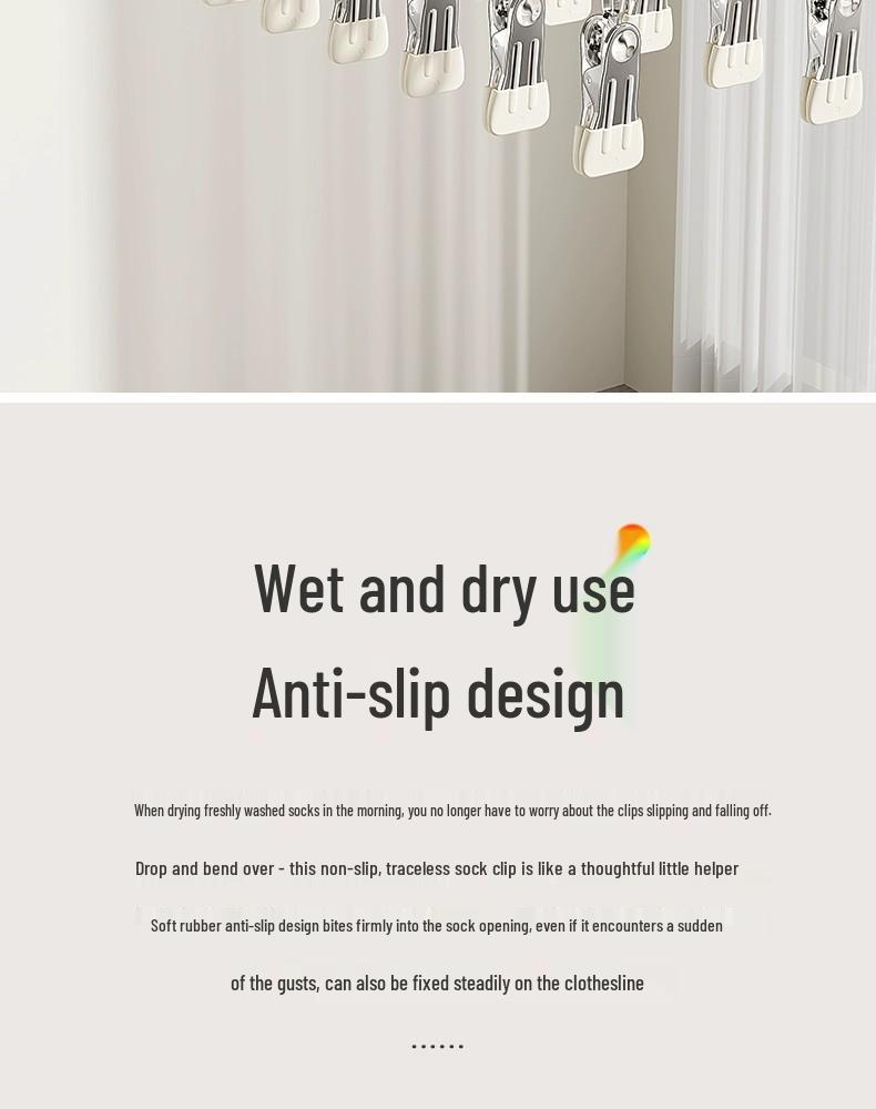 Windproof Stainless Steel Multi-Clip Sock & Underwear Drying Rack