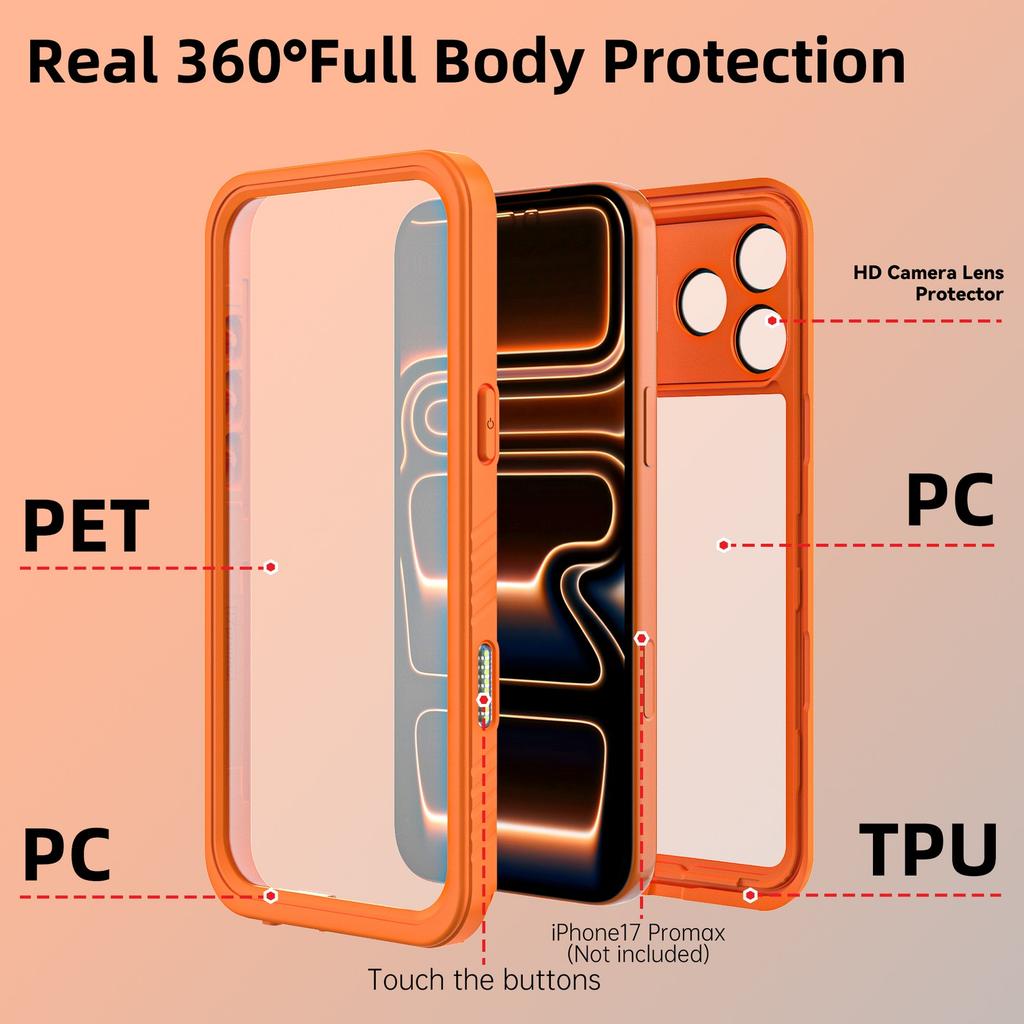 For IPhone 13 14 15 16 16e 17 Air IP68 Waterproof Diving Protective Case Built-in Screen Protector Shockproof Dustproof Cover