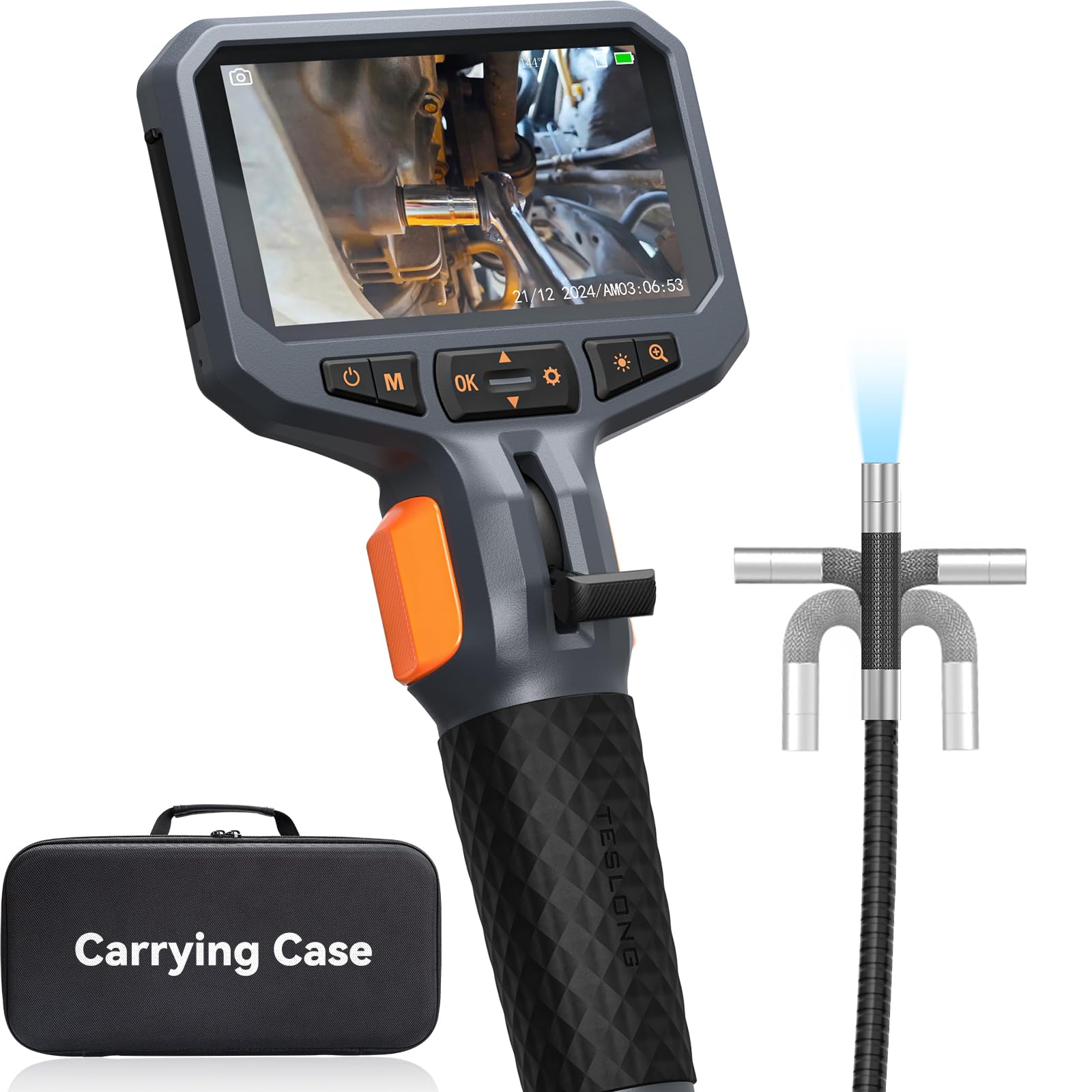 

[Teslong] Movable tip fiberscope 4.5 inch IPS LCD monitor endoscope camera 1080P megapixels High brightness LED light Endoscope with flashlight
