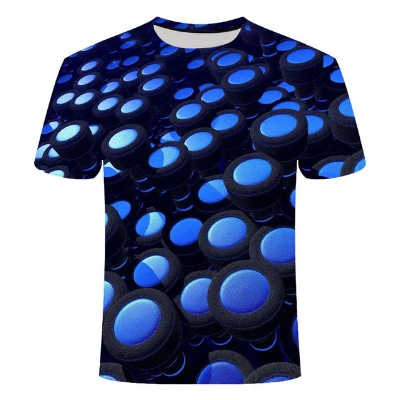 Men's oversized loose retro fashion fun and affordable round neck 3D printed T-shirt