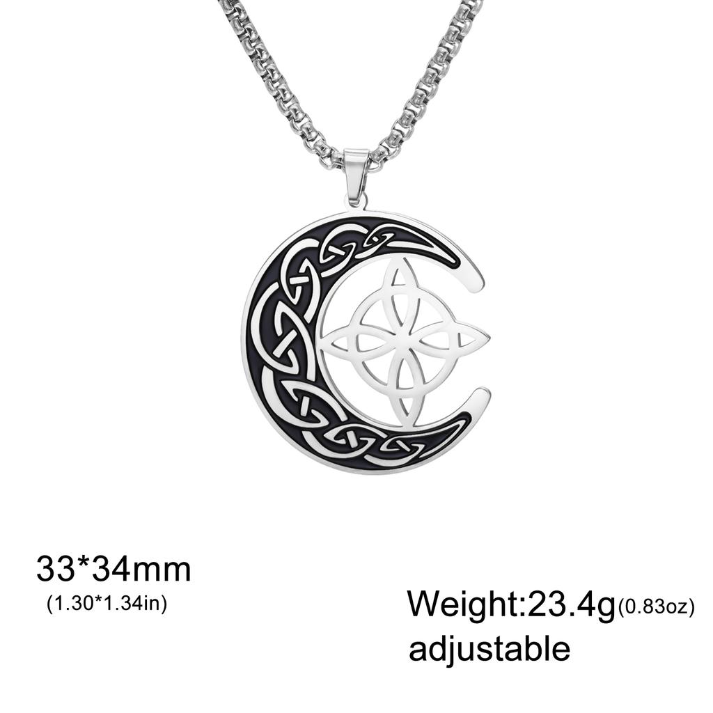 Teamer Crescent Witch Knot Charms Pendant Necklace For Woman Man Vintage Viking Celtics Jewelry Valentine Gift  New In