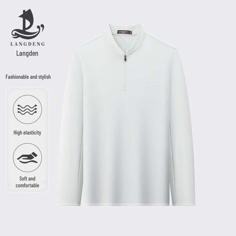 Langden Men s Stretch Half-Zip Stand Collar Long-Sleeve Top 2XL