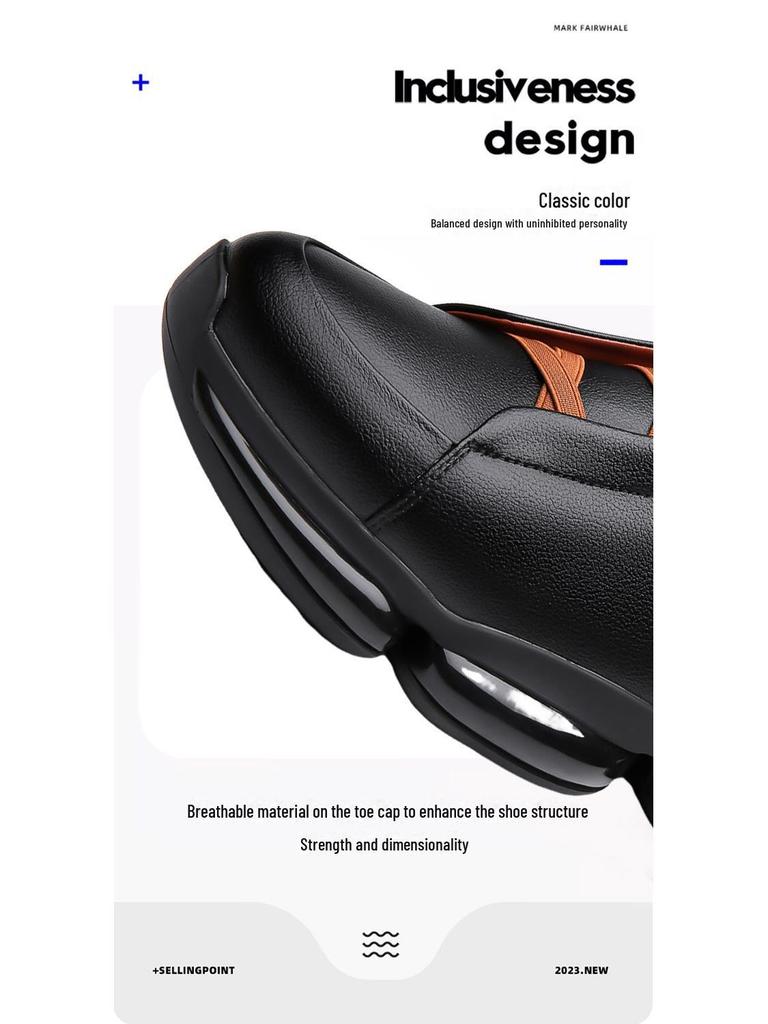 2024 Europäische Herren Schwarze Dicksohlige Spitzschuhe zum Hineinschlüpfen Freizeit