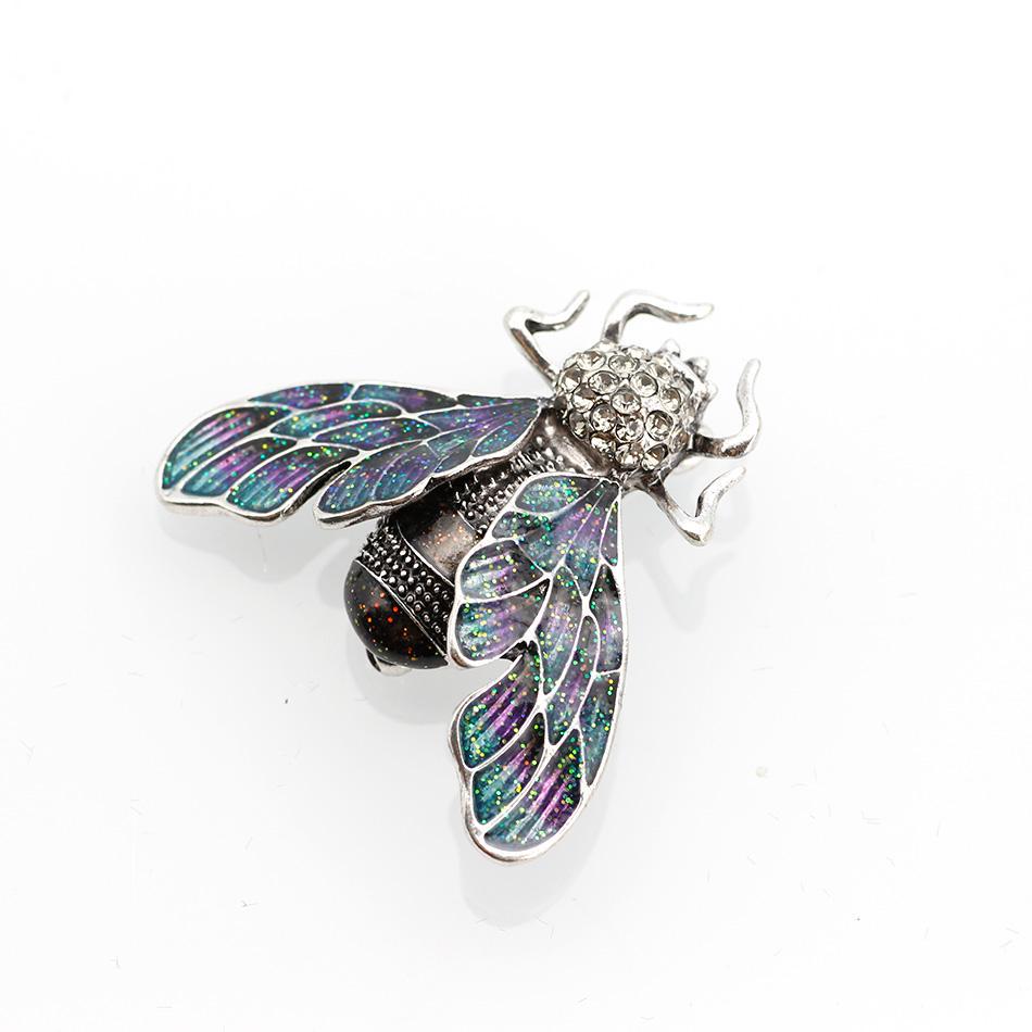 Vivid Women Glowworm Brooch Sequins Wing Insect Brooches Antique Silver Color Enamel Animal Jewelry Gift Kids Women Scarf Pin