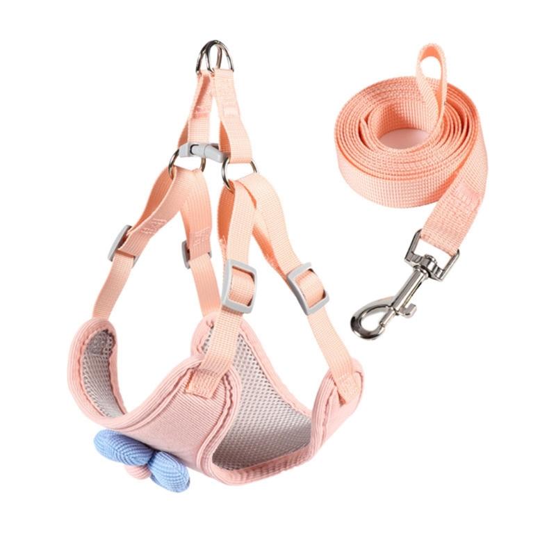 Dog Leash Slip Lead Vest with Lovely Flower Vest Rope 4ft Long Pet Strong Training Walking Swimming Hiking Lead