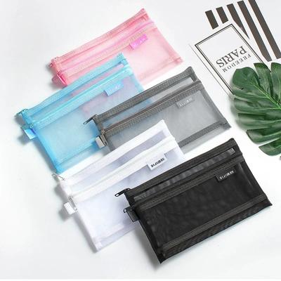 Doppellagige Netz-Kosmetiktasche Hohe Kapazität Reißverschluss Toilettenartikel-Kits Netze Schreibwaren-Stifteetui Nylon-Scrapbook-Rechnungs-Organizer