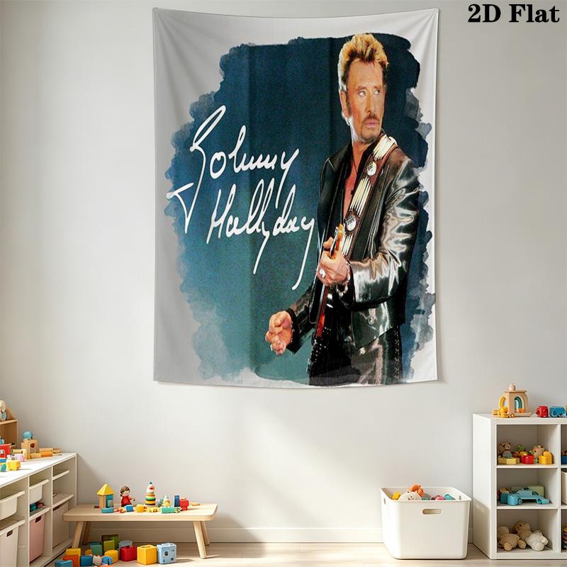 Johnny Hallyday Legend Music Tapestry Background Cloth Fashion Print Homestay Soft Decoration Tapestry Soft Wall Decoration