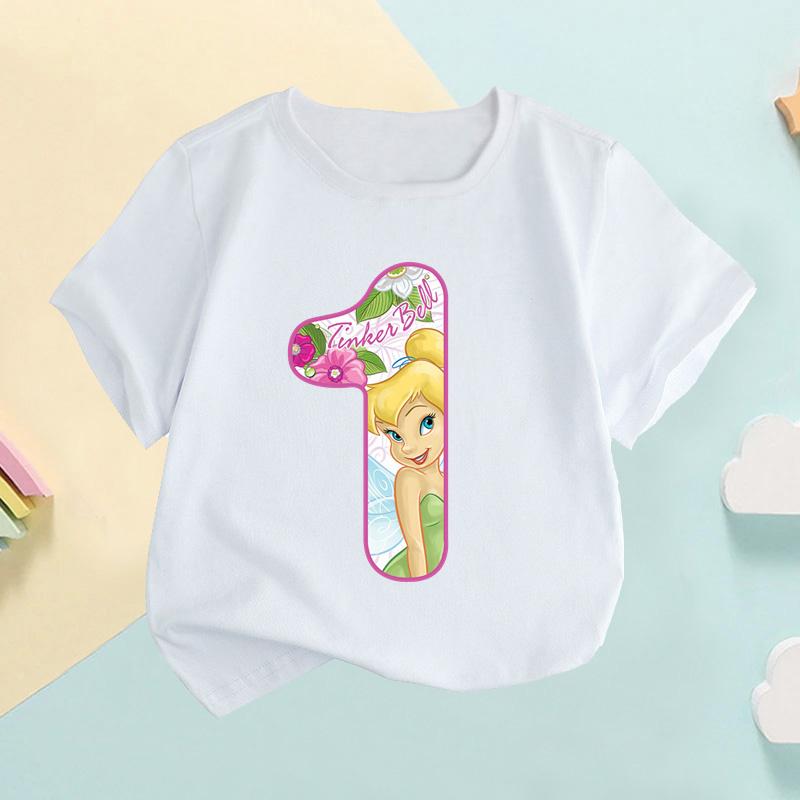 Fairy Tinkerbell Princess Number Printing Children s T-shirt Girl Clothes 110