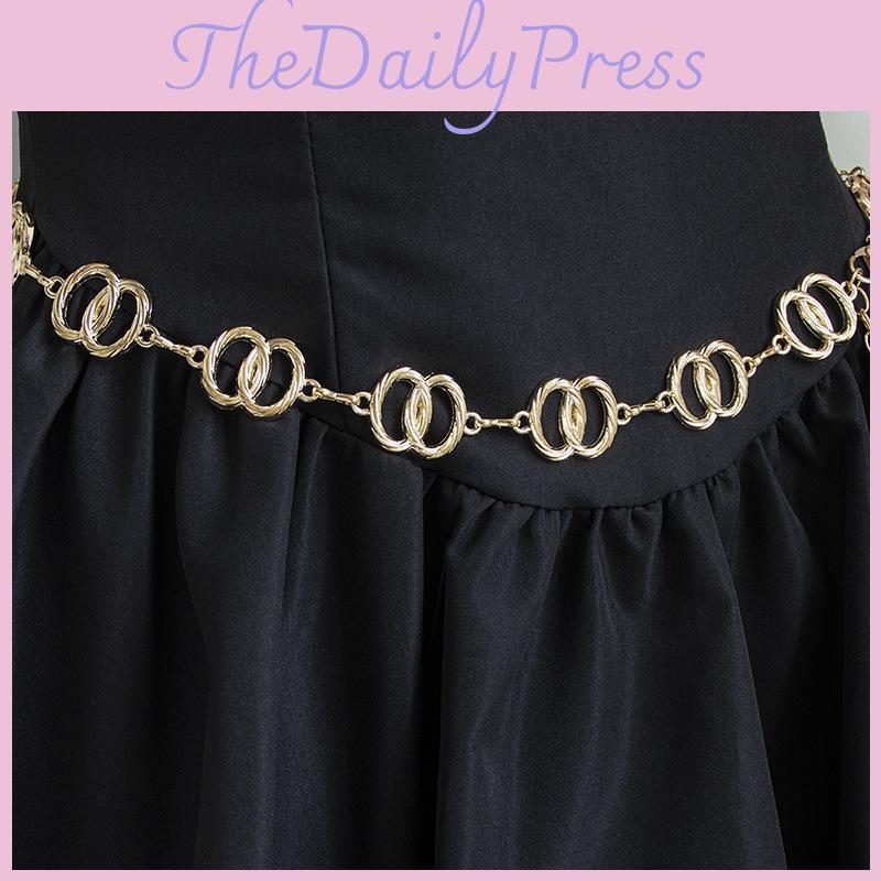 Double Women Metal Ring Waist Chain Summer Stylish Jewelry Chain Accessory