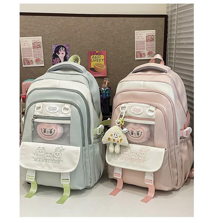 New College Transparent Small Fresh Contrasting Color Schoolbag, Primary and Secondary School Students Multi-compartment Lightweight Backpack