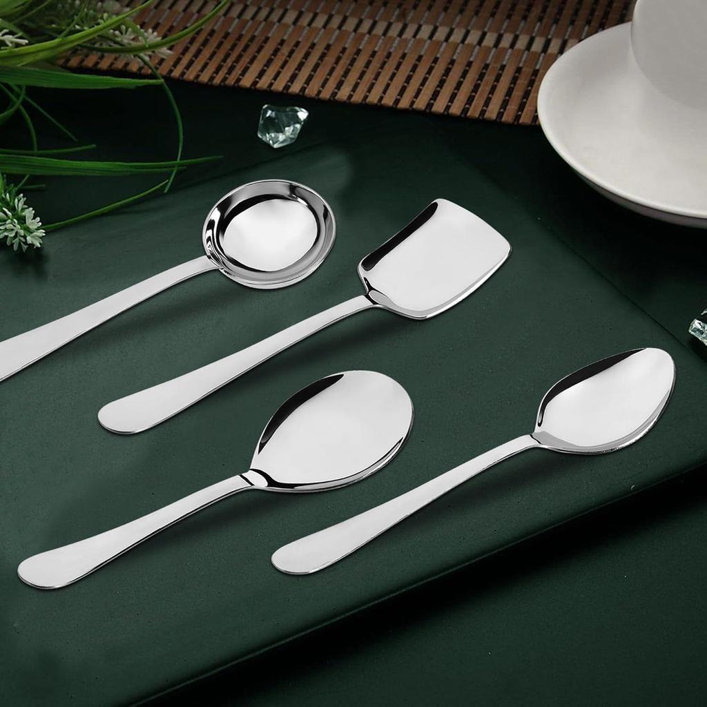 4 Pieces Stainless Steel Serving Spoons Set for Dining Table/Kitchen, 1.8 Mm Heavy Gauge