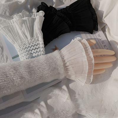 1Pair Spring Autumn Arm Cover Gloves Scar Cover Lace Cuffs Detachable Sleeve Cuffs Ruffles Elbow Sleeve Fake Sleeve