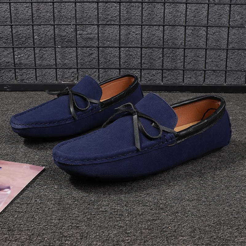 Luxury Suede Shoes Men British Style Loafers Men Dress Shoes Formal Driving Flats Moccasins Man Penny Shoes Big Size 38 -48