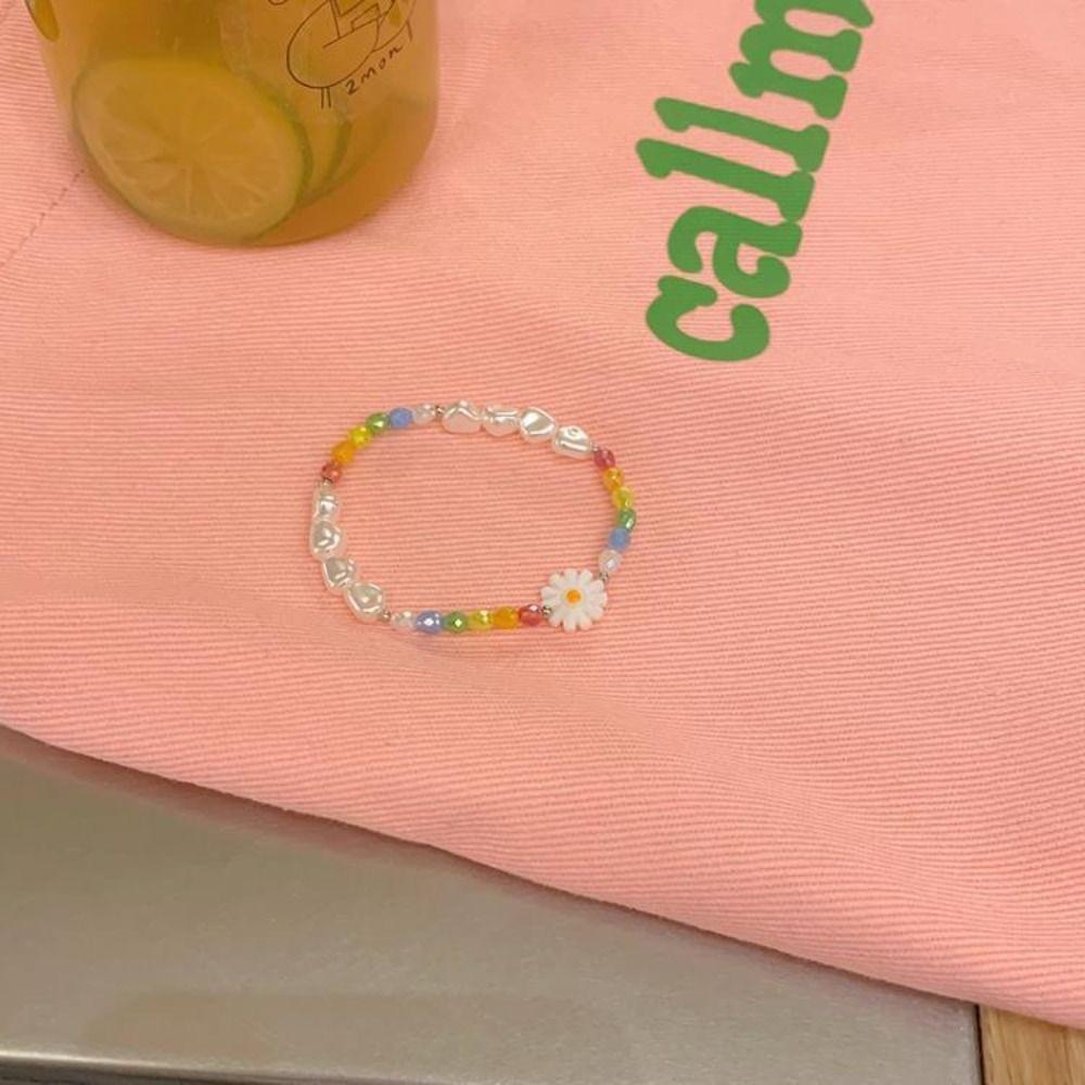 Minority Design Rice Bead Necklace Bead Flower Pearls Clavicle Chain Cute Daisy Bracelet  Women