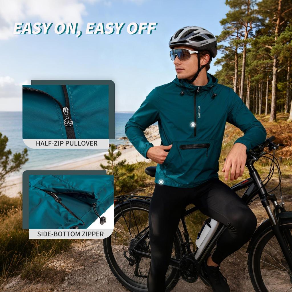 Wosawe Men Cycling Windbreaker Windproof Breathable Bike Jacket Outdoor Sports Wear