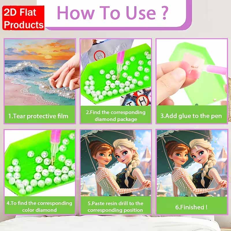 Disney Pearl Painting Anna and Elsa DIY Pearl Art Painting Pearl Gem Painting Pictures Crafts Special Shape Home Wall Decoration