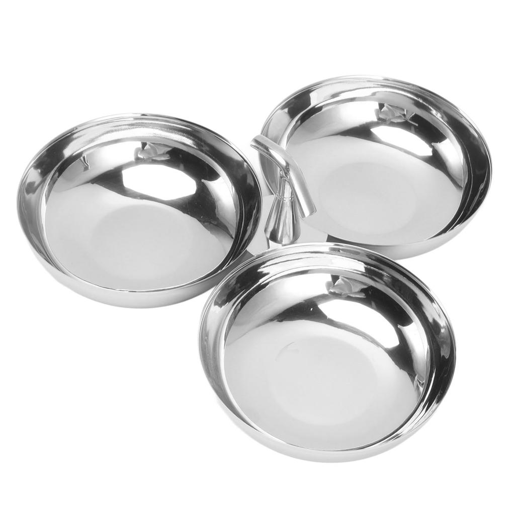 304 Stainless Steel Snack Plate Durable Easy To Clean 3 In 1 Safe Fruit Plate for Nut Candy Type 1