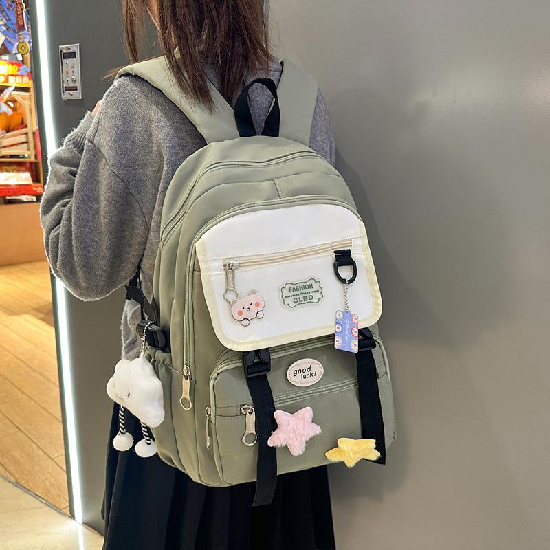 New Student Versatile Campus Backpack Large Capacity Backpack Cute and Simple Class School Bag Reduce Burden and Protect Ridge
