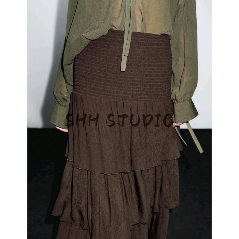 MD New Fall Women's Clothing French Romantic Atmosphere Ruffles Elastic Waist Length Cake Dress 5237504