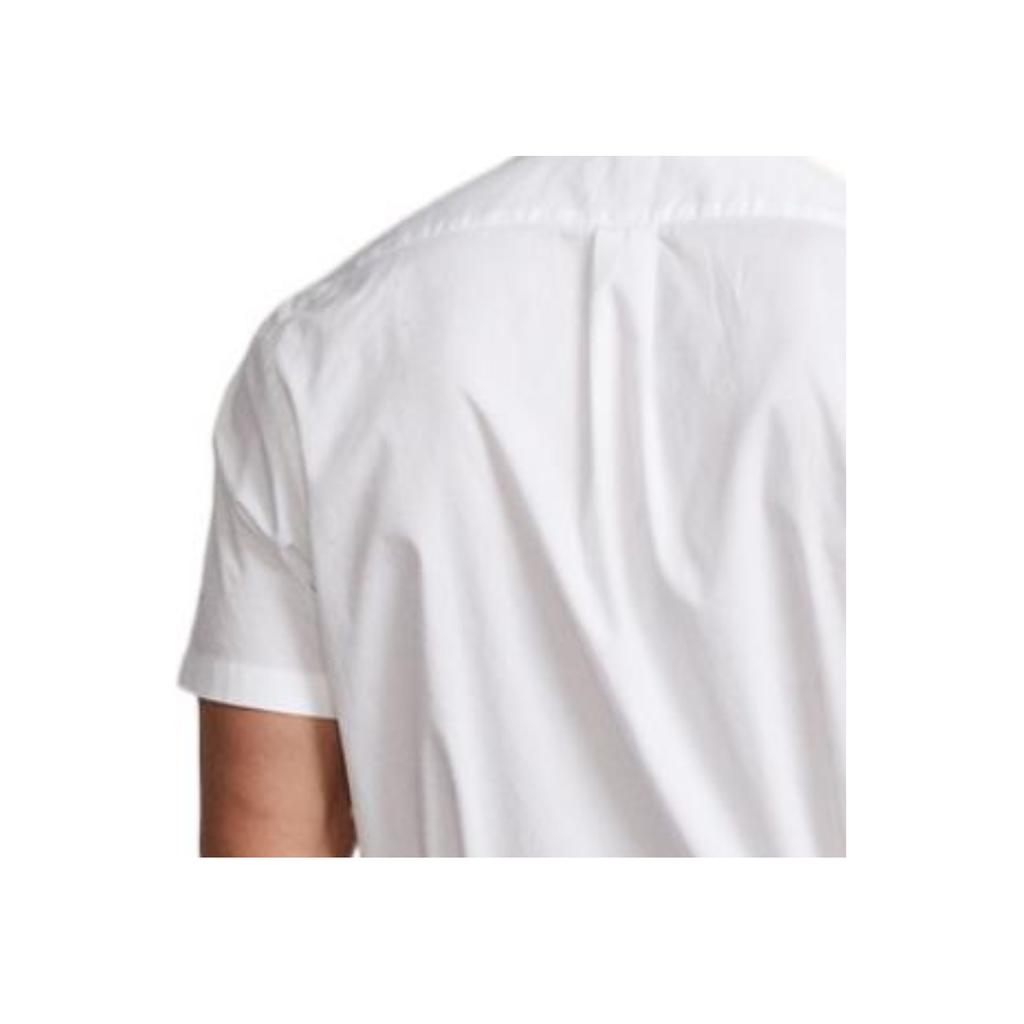 Polo Ralph Lauren SS22 Jednobarevná lněná keprová košile s krátkým rukávem Pánské košile Bílá MNPOWOV1N820464