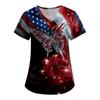 Plus SizePrinted Scrub Working Uniform Tops For Women's Cross V-Neck Print Short Sleeve Fun T-Shirts Tee With Pockets