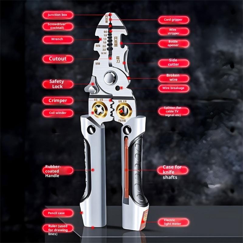 21 In 1 Wire Stripper Wire Stripping Tool with Voltage Tester Cable Cutter with Plier Crimper Splitting Wire Stripper