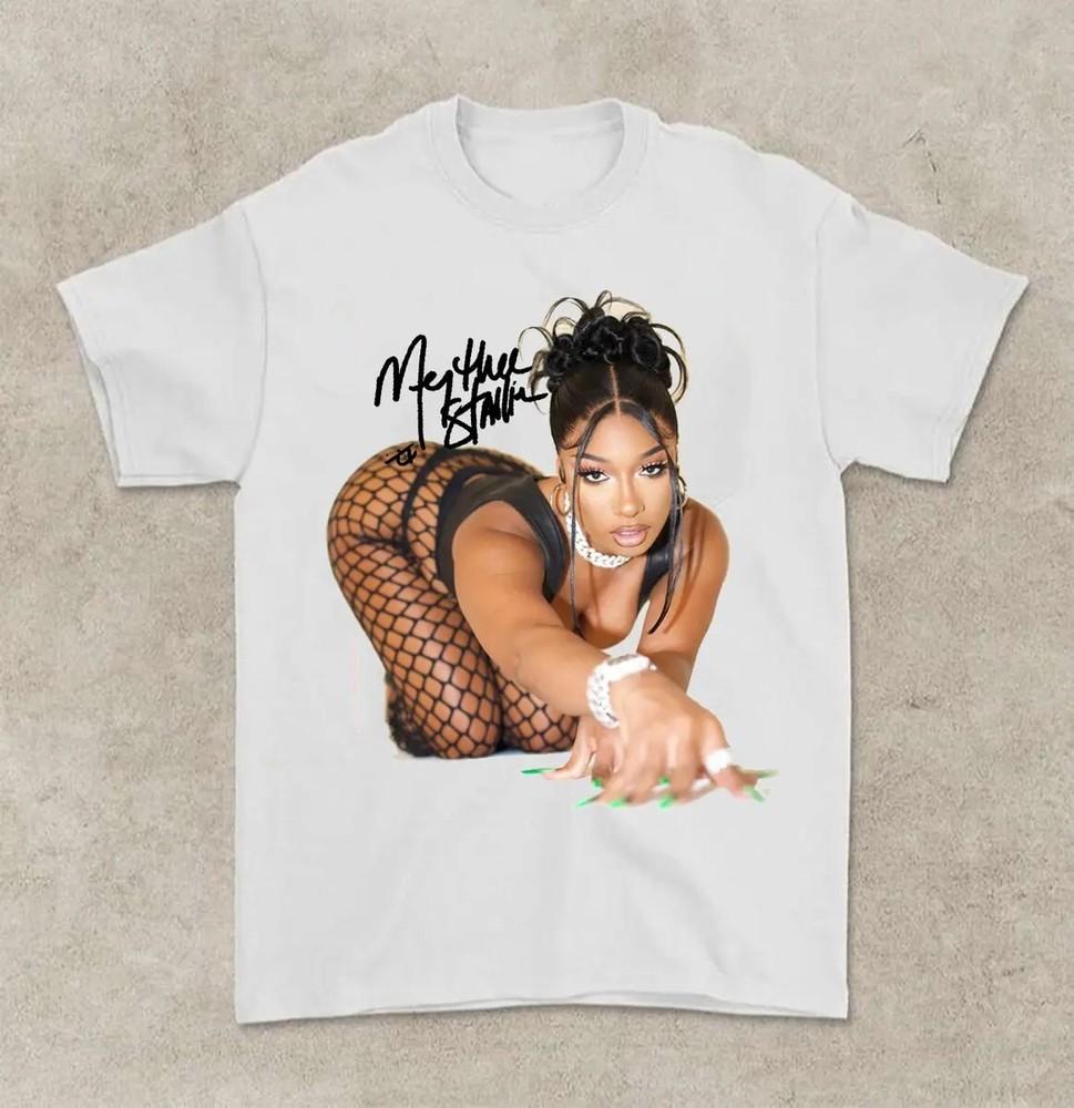 Меган Thee Stallion Белая Хлопковая Полноразмерная Унисекс Футболка BT1576 L