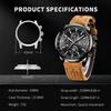 AKNIGHT Watch Genuine Leather Crystal Luminous Date Japanese Instruction Manual Men's - Stylish, Popular, Quartz, Strap, Chronograph, Display,