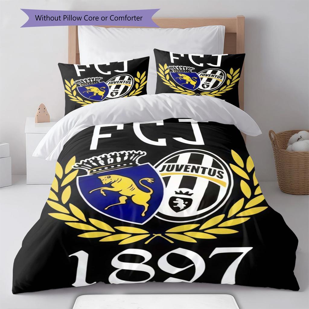 Set Copripiumino Trapuntato Juve Federa Federe Decorazione Casa Regalo di Compleanno (1 * copripiumino + 2 * federa, senza nucleo)