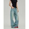Black of Exit American-Style Washed Vintage Light Blue Jeans Autumn and Winter New Floor-Length Wide-Leg Pants for Men
