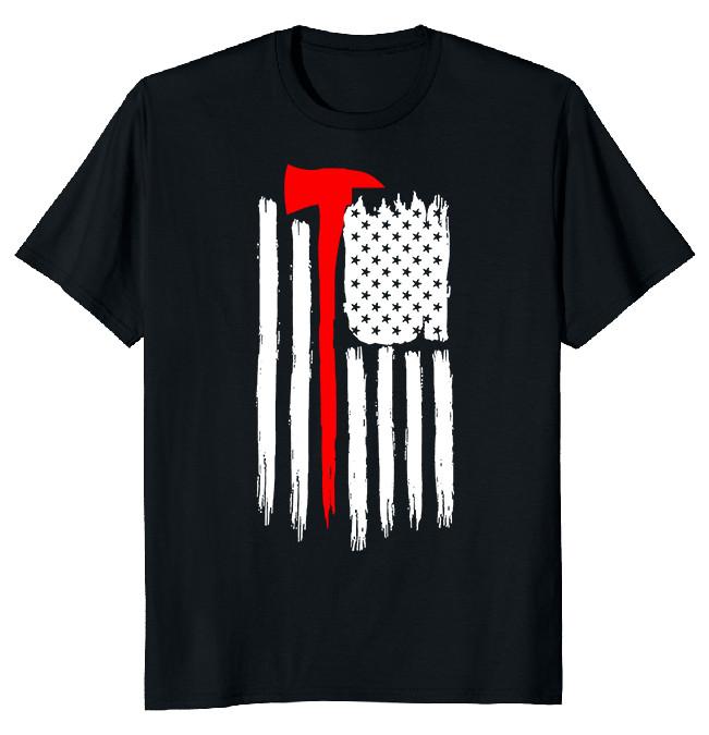NEW LIMITED Thin Red Line Axe Flag Novelty Heavy Cotton Tee XXXXL