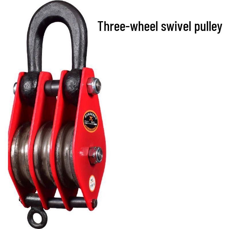 Heavy-Duty Lifting Pulley Block with Bearings and Hook for Manual Hoisting