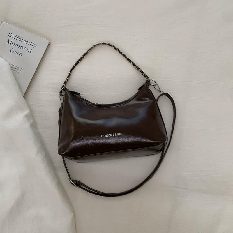 

Simple Chain Solid Color PU Leather Women s Shoulder Bags Fashi Versatile Ladies Crossbody Bag Casual Female Underarm Bags