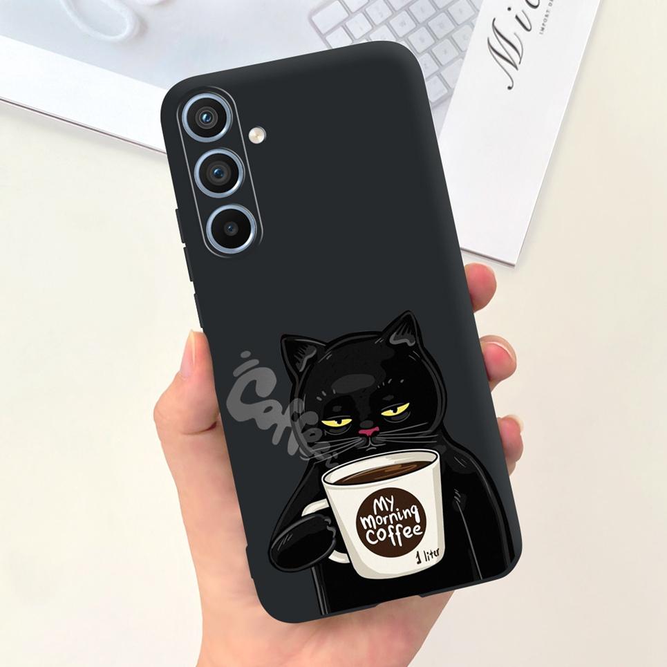

Soft Silicone Cases For Samsung Galaxy A54 5G A53 5G Case Samsung a23 4G 5G A12 A125F Bumper Shell Black Cat Stylish Coques Etui Galaxy A53 5G