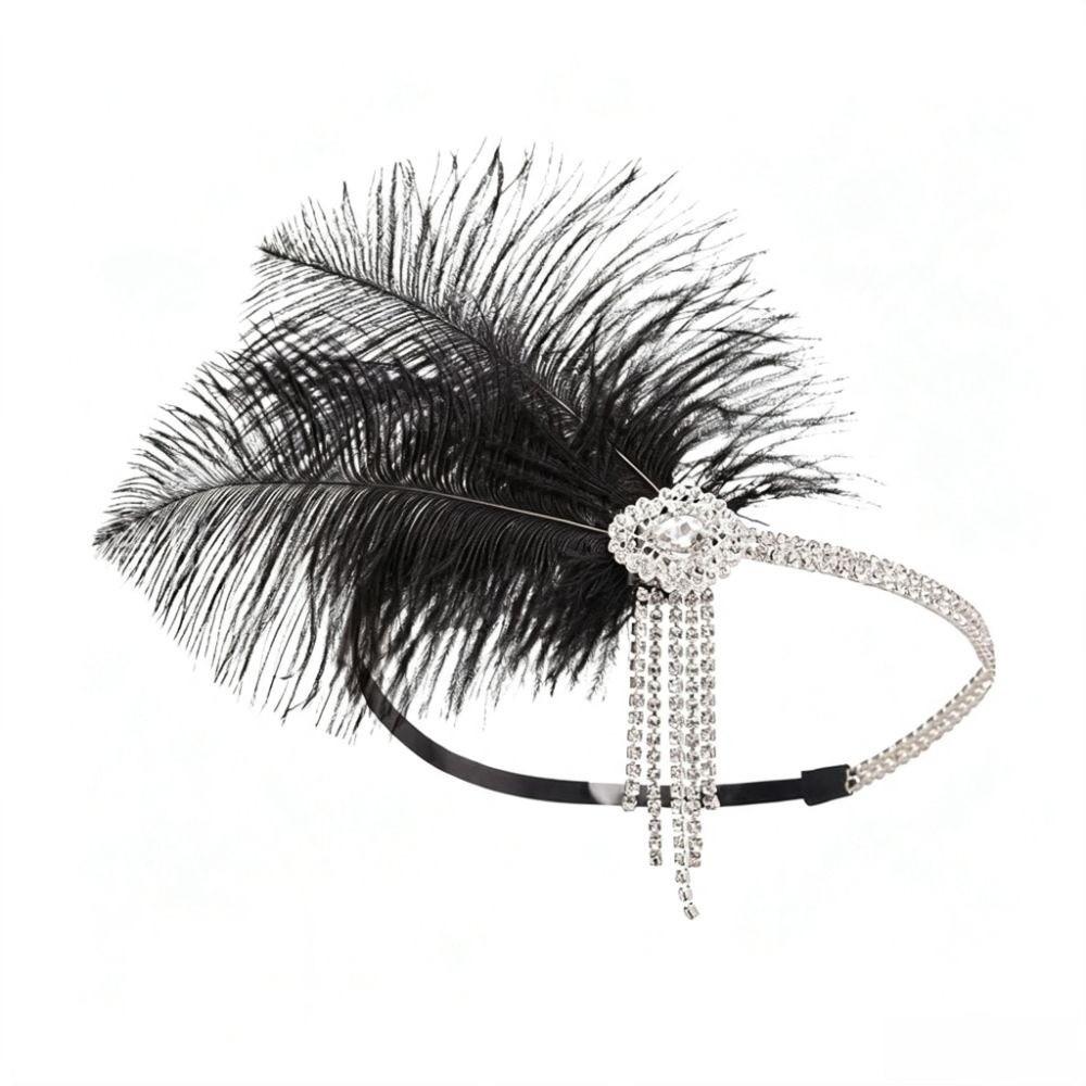 Vintage Opaska z Piórami Retro Gatsby Nakrycie Głowy Akcesoria Opaska Flapper Ślubne