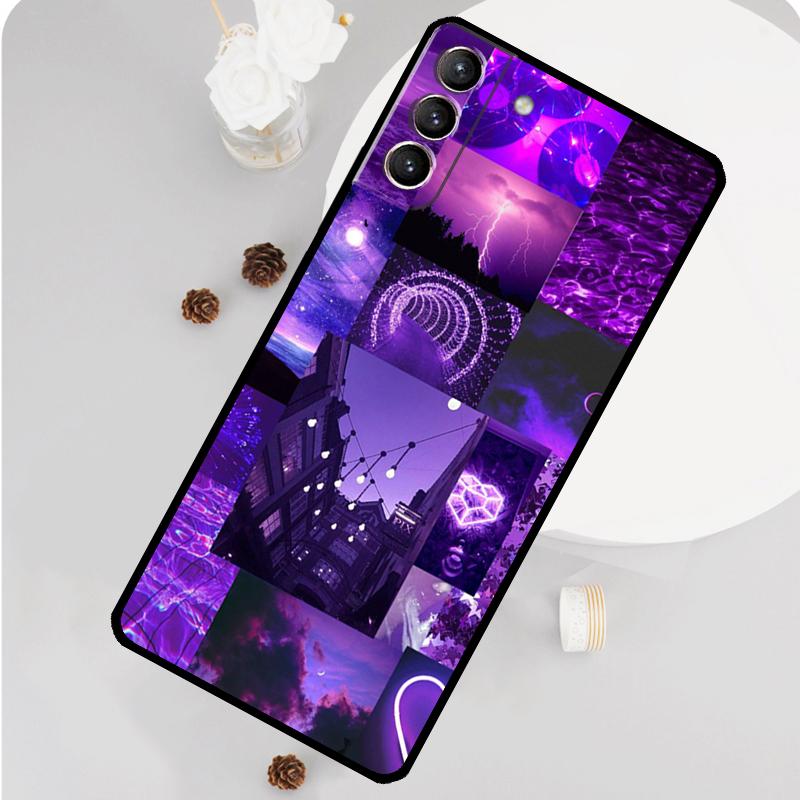 Purple Aesthetic Phone Case For Samsung Galaxy S25 S26 Ultra S20 S21 S22 S23 S24 S10 Plus S25 FE Funda Cover