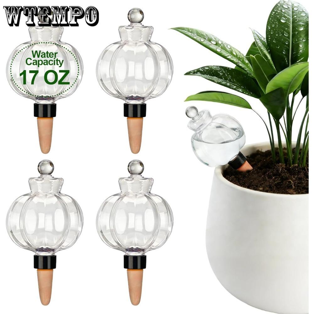 4pcs Leakproof Plant Watering Globes - Top Fill Self Watering Planter Insert Slow Release Water Bulbs with Terracotta Spikes for Indoor Plants