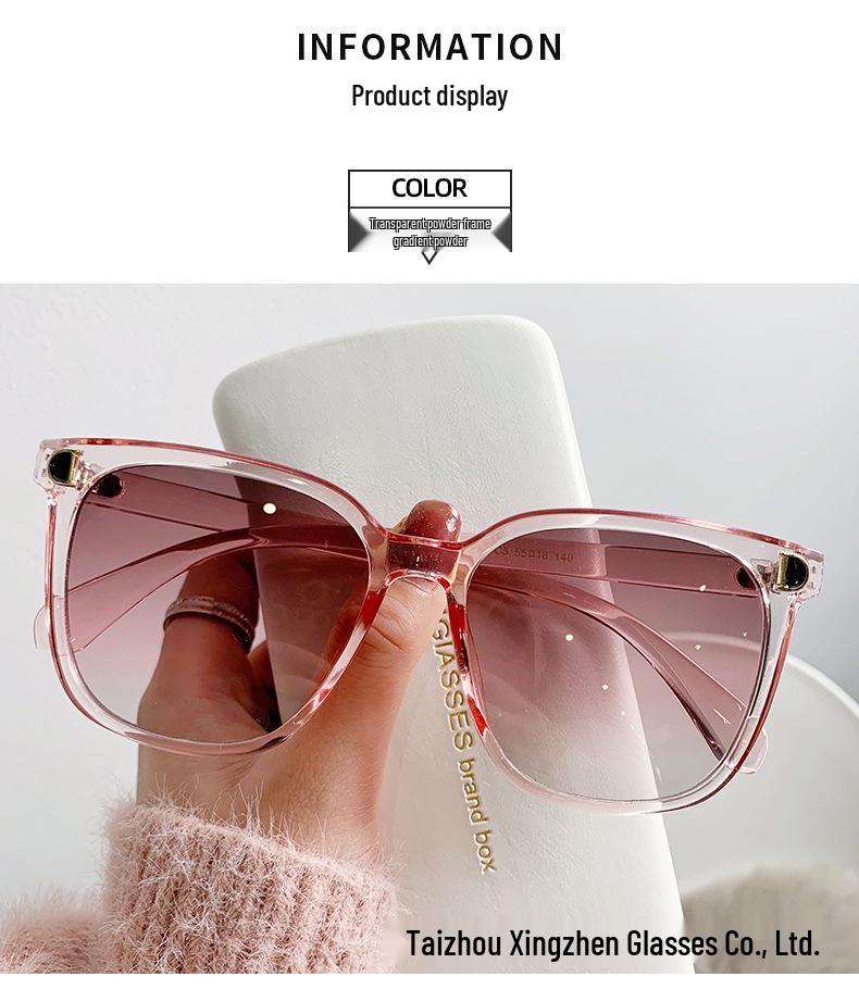 Korean Style Women's Sunglasses, Anti-UV, Gradient Lenses, High-End Round Design, Slimming Effect, Anti-Glare.
