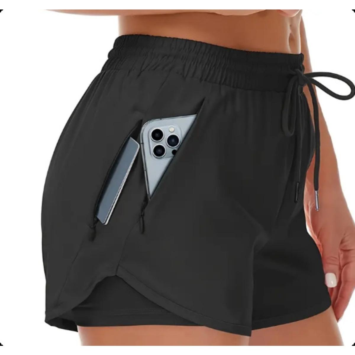 

Women s 5 Inch Quick Dry Lightweight Workout Running Shorts with Zipper Pockets for Crossbody Fitness S чёрный