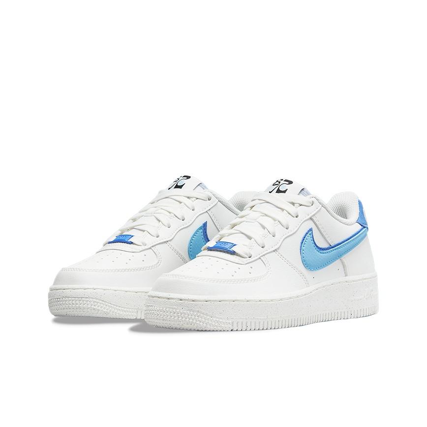 New Nike Air Force 1 Low 82 Double Swoosh White Medium Blue GS DQ0359-100