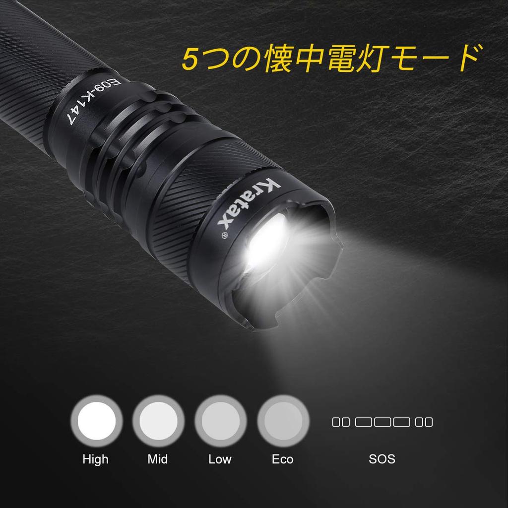 Kratax Powerful Zoom Powerful LED 835 5 Dimming Power Disaster Includes One 3000mAh Rechargeable Powerful Bicycle Light with Flashlight, Light,