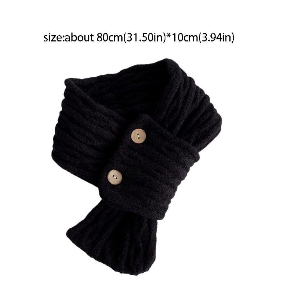 Fashion Solid Color Knitted Scarf Button Windproof Cross Scarf Bib Neck Warm Women Winter Neckerchief Girls