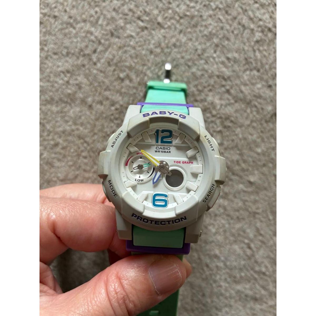 CASIO BABY-G Ladies Watch Mint Green 5381 BGA-180 Good Condition