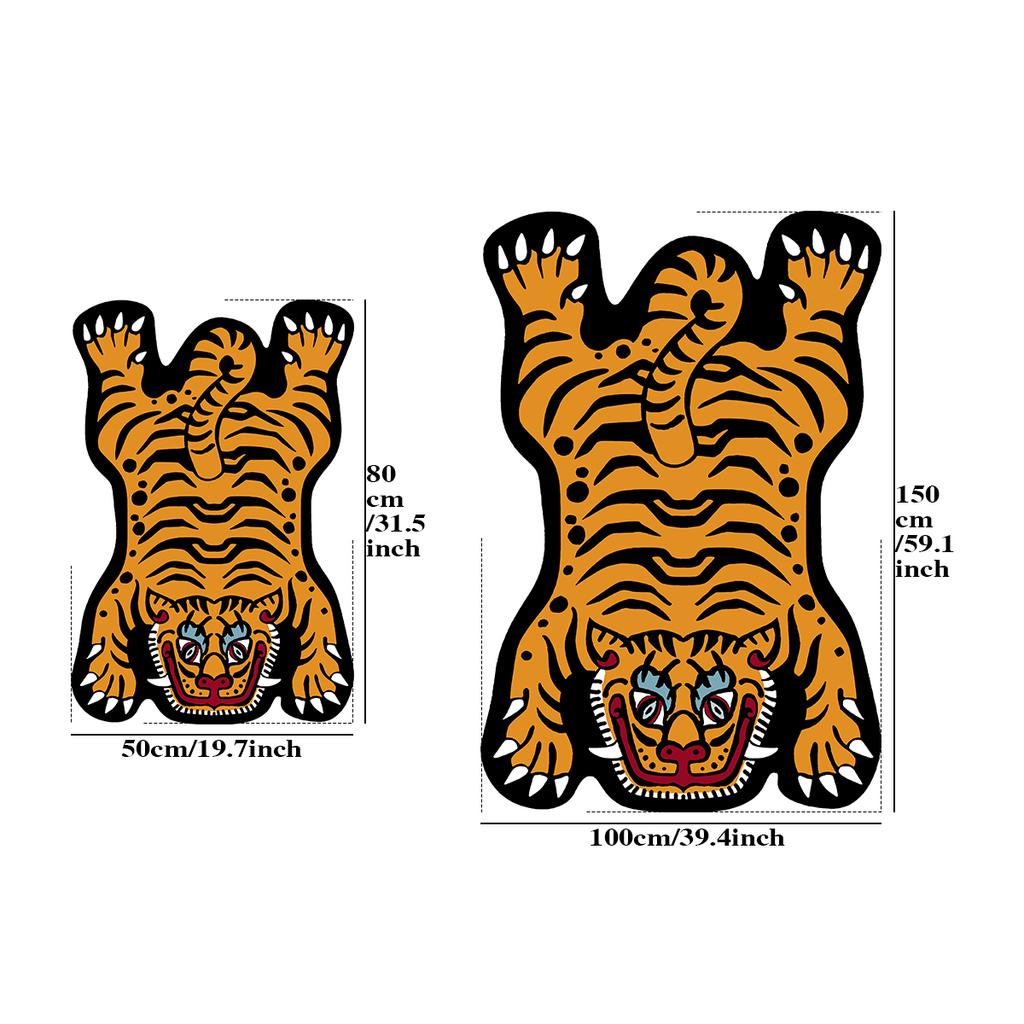 VIKAMA Creative Cartoon Tiger Rug Cute Animal Living Room Children's Bedroom Bed Blanket Home Decor Non-Slip Entrance Doormat