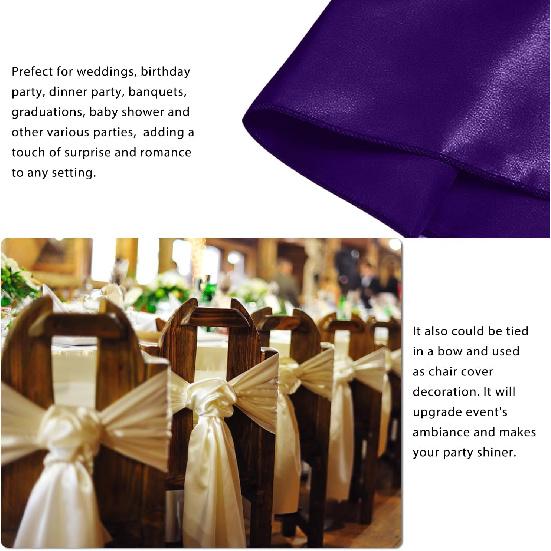Quimoy 12 Pack Purple Satin Table Runner 12 x 108 Inch, Table Runner for Party Wedding Banquet Birthday Graduation Decoration, Bright Silk Smooth
