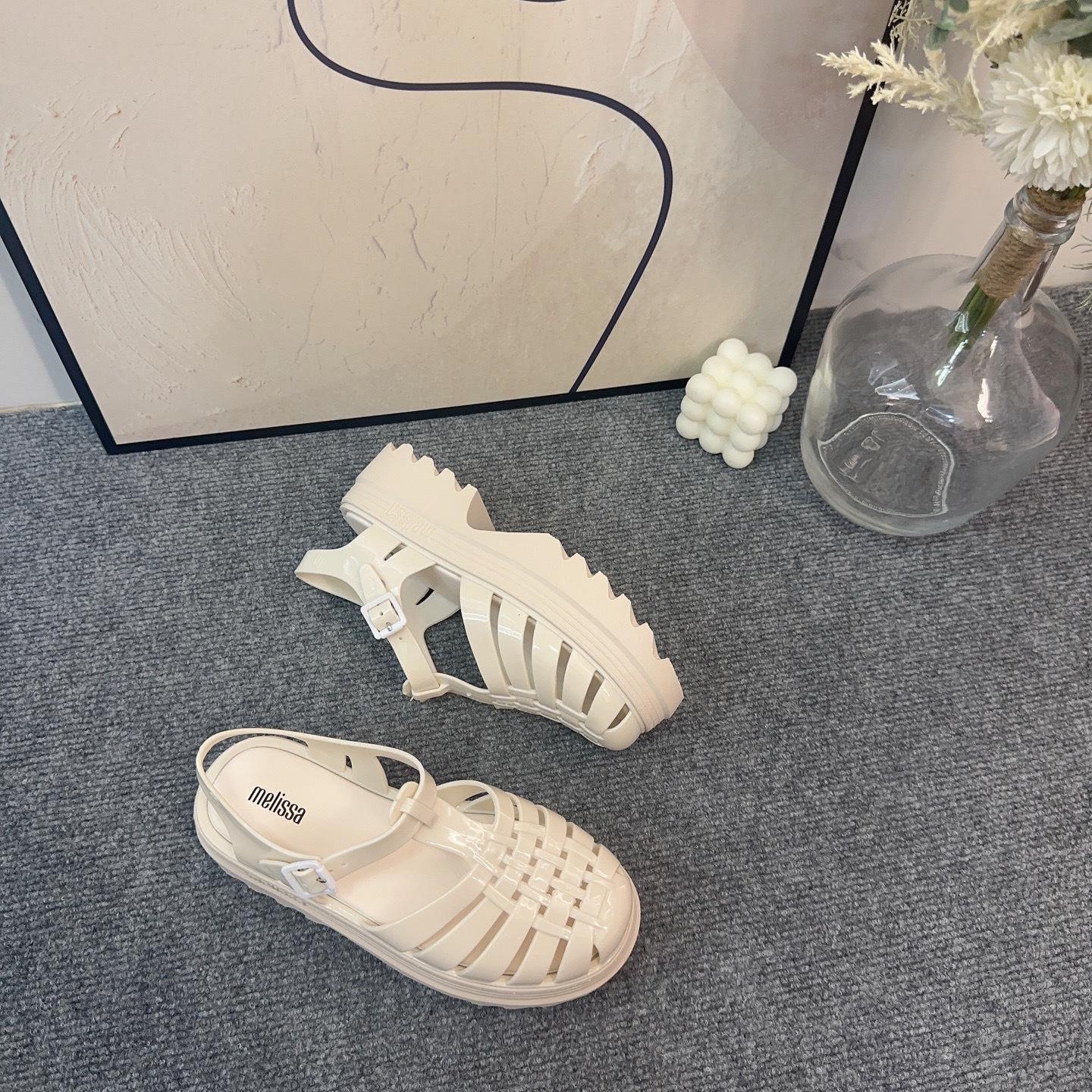 

Женские плетеные римские сандалии на толстой подошве Melissa 2024 года: Модные, универсальные и на высоком каблуке для лета Size 38