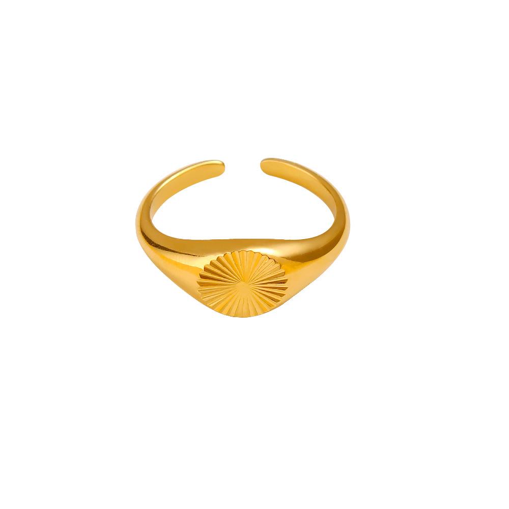 Meishiduo 18K Gold Sun Pattern Geometric Ring - Simple, Versatile Luxury Hand Jewelry