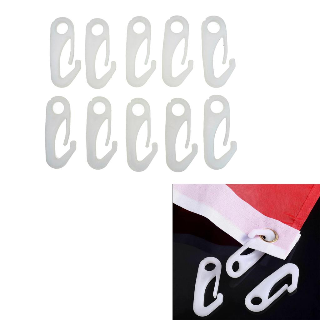 10Pcs Nylon Flagpole Snap Hook Clips Accessory Replacement Hardware White