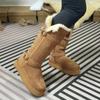 Thick-soled snow boots women's fur integrated high tube piled thickened cotton shoes 2025 winter new knight boots