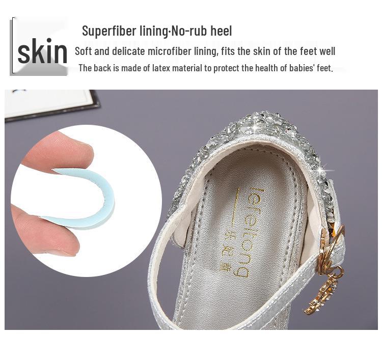 Princess Rhinestone High Heel Sandals - Non-Slip, Soft Sole Girls' Summer Fashion Shoes